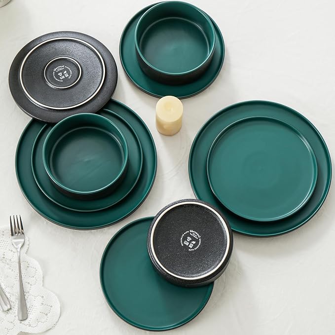 26 OZ Ceramic Cereal Bowls Set, 6 Inch, Set of 4, Modern Green | Handcrafted, Dishwasher & Microwave Safe, For Breakfast, Soups, Oatmeal, Ramen, Pho, Udon, Soba