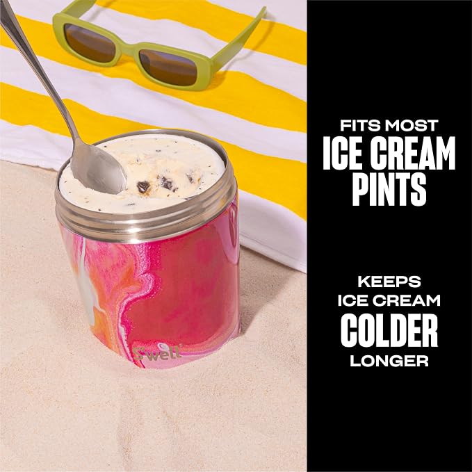 S'well Stainless Steel Ice Cream Chiller, 16oz, Rose Agate, Triple Layered Vacuum Insulated Container Keeps Ice Cream Frozen For Up To Four Hours, BPA Free (Pack of 8)