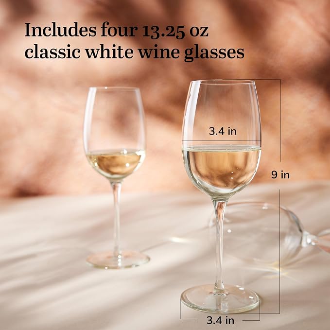 Libbey Signature Kentfield Wine Glasses, 13.25-Ounce, Set of 4, Made in USA, Dishwasher Safe, Classic Stemmed Glassware, Gift Box