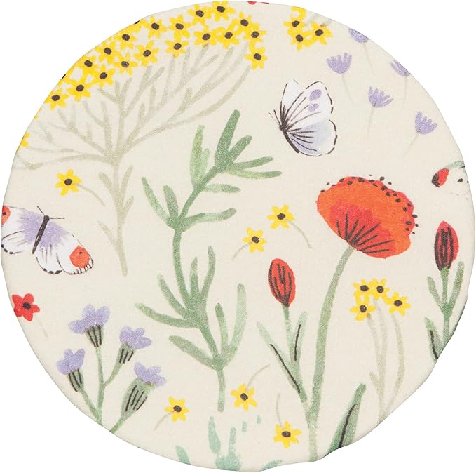 Now Designs Morning Meadow Save It Reusable Cotton Bowl Covers 7.5 and 9.25 inch, Set of 2