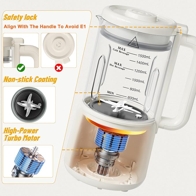 50oz Nut Milk Maker Machine, 8 in 1 Soy Milk Maker with 12 Blades | No Soak/Delay Start/Keep Warm/Self-Clean for Homemade Almond/Soy/Oat Milk, Juice, Plant-Based Dairy Free for Family & Party