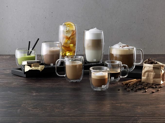 Zwilling 39500-113 Double Wall Glass Cappuccino 15.2 fl oz (450 ml), Set of 2, Tumbler, Insulated, Cold and Heat Retention, Double Wall Construction, Mug, Cup, Microwave Safe