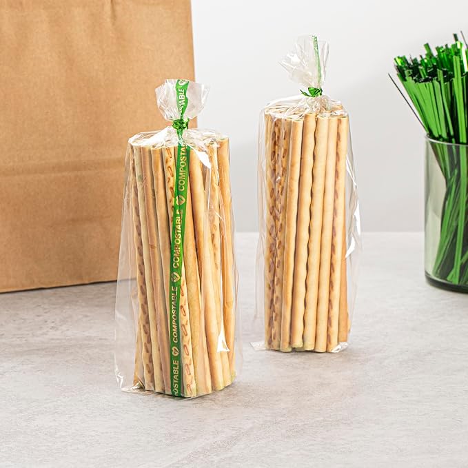 Resturantware Plastic Gusset Bags 100 Count 2" x 2" x 8 1/4" Wicker Dispensing Bottom Gusset Clear Plastic Bags Heat Sealable For Sourdough Bread Cookies Pastries Rolls For Home Bakers And Bakeries