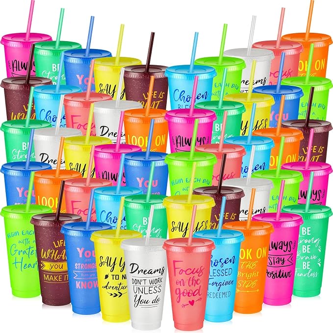 Uiifan 50 Pcs Inspirational Cups Bulk Appreciation Gifts for Employee Coworker Staff Team Thank You Gifts, Office Prizes for Adults Work Party Favors, Associates, Giveaways (Vibrant Color)