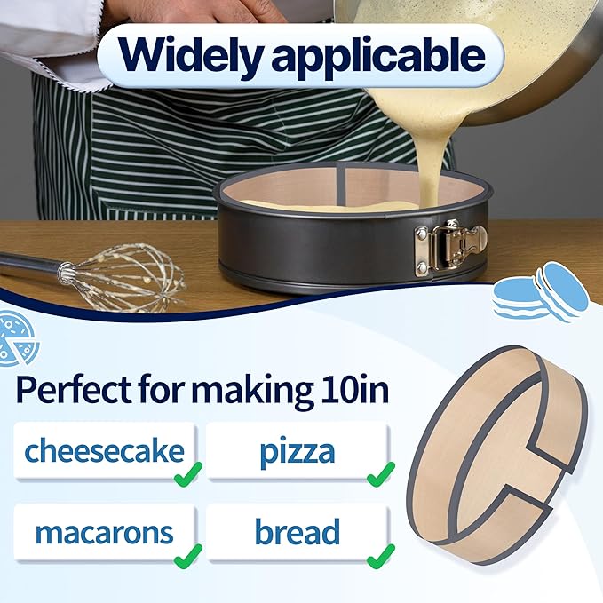 2 Pcs 10 Inch Silicone Baking Mats for Springform Pan, Easy Clean Springform Pan Liner Prevent Cakes from Sticking to Bottom and Sides (Gray)