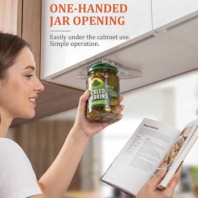 Uinxan Jar Opener for Weak Hand & Seniors with Arthritis,Handheld & Under Kitchen Cabinet-Twist Off Bottle Caps,One-Handed Magnetic Lid Open,Unique Gadget–Gift for Elderly,Women&Men (Black)