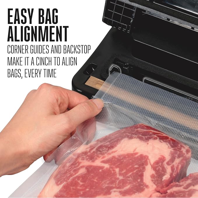 Weston Compact Vacuum Sealer Machine For Food With Powerful 23” Hg Pump | For Bags Up To 11” Wide | 100 Watts | Corner Guides for Easy Align | Intuitive Controls + Pulse Function | Black | 65-2061-W