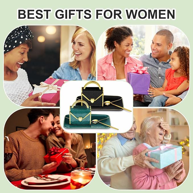 Zubebe 2 Set Coffee Mug Elegant Handbag Shaped Cup Modern Ceramic Purse Mug with Spoon and Saucer, 10oz Cute Creative Tea Cup for Woman Girls Gift (Dark Green,Black)