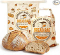 FWOAFTER 2 Pack Beeswax Bread Bags for Homemade Sourdough (13"x17") - Double Layer Cotton Lined Reusable Keeper - Breathable Buckle Closure for Artisan Loaves, Baguettes & Pastries