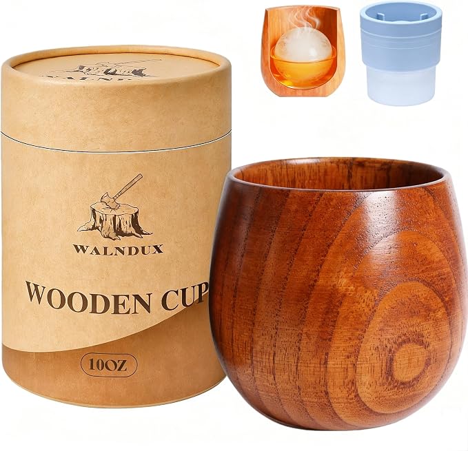 Whiskey Glasses Sets, Bourbon Glass, Bourbon Gifts for Men, Finished Wooden Old Fashioned Glass, Great Whiskey Gifts for Men, Dad, Or Brother (1 Pack)