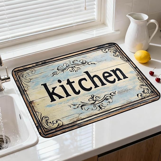 Stove Top Cover for Electric Stove, Vintage Farmhouse Style Glass Cooktop Protector, Multi-functional Kitchen Counter & Washer Top Cover