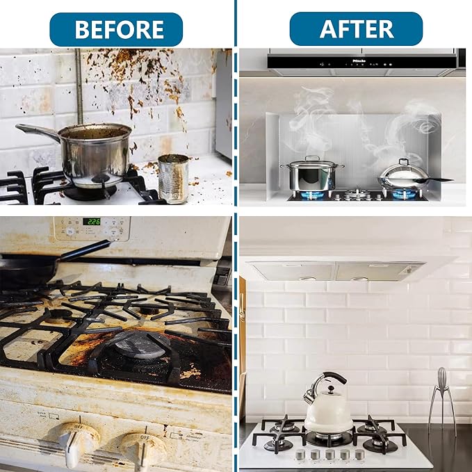 2 PCS Stove Grease Splatter Screens Guard | Range Backsplash Splatter Guard for Wall | 2 Sided Foldable Splash Shield Metal Panel Protector for Cooking, Stainless Steel, 15.7 X 15.7 X 15.7 Inches