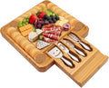 Sarolta Homewares Bamboo Cheese & Sushi Cutting Board and Platter with Brushed Stainless Steel Cutlery Set - 2 Sets