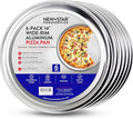 New Star Foodservice Restaurant-Grade Aluminum Pizza Pan/Tray with Wide Rim, 14 Inch, Pack of 6