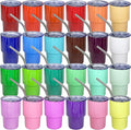 3oz Mini Tumbler Shot Glass with Straw and Lid, 24 Pack Stainless Steel Sublimation Shot Glasses for Wedding Party Whiskey Cocktail Bar with Straw and Lid