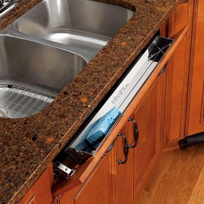 Rev-A-Shelf 22" Tip Out Tray with Soft Close for Sink Base Cabinets, Storage Organizer for Kitchen, Laundry Room, or Vanity Cabinets, 6581-22SS-SC-1