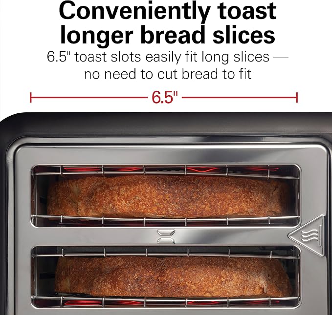 Hamilton Beach Gourmet 2 Slice Slot Toaster with Extra Long & Wide Slots,Sure-Toast Technology,Shade Selector with 7 Browning Levels,Bagel Setting,Matte Black and Stainless Steel (22996),(Pack of 2)