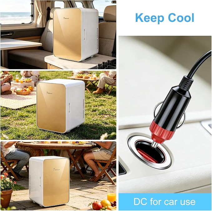 Mini Fridge, 10L Portable Personal Refrigerator - Cooler and Warmer, Ideal for Car Use and for Skin Care, Cosmetics, Beverage, Food,Great for Bedroom, Office, Dorm