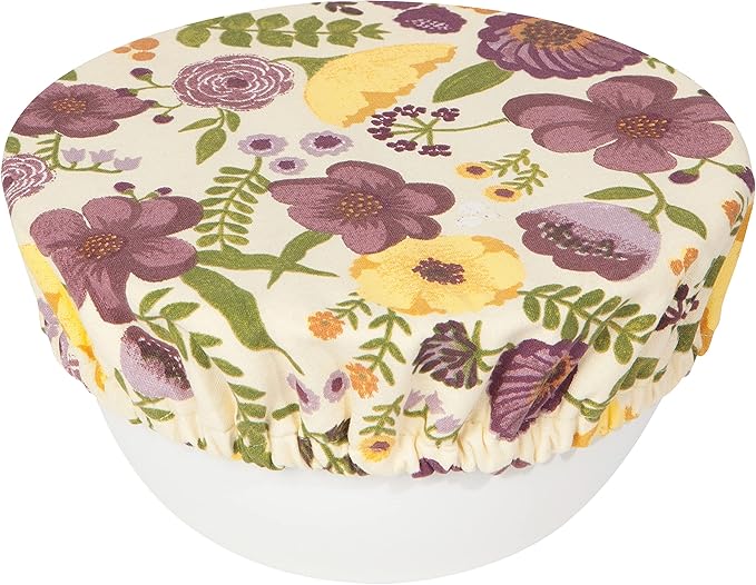Now Designs Adeline Save It Reusable Cotton Bowl Covers 7.5 and 9.25 inch, Set of 2