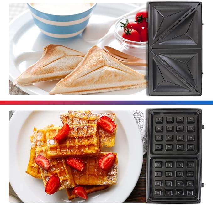Koolatron Total Chef 4-in-1 Countertop Grill Plus Open Griddle, Sandwich Press, Waffle Maker, Healthy Family Cooking, Home, Dorm or RV, Black, silver, 20 Lbs., (TCG08G-CA)