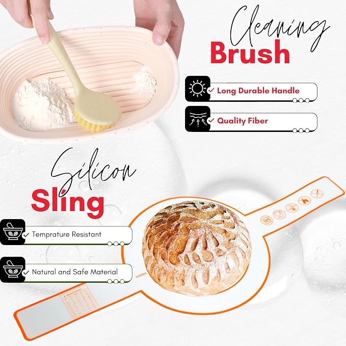 Sourdough Starter Kit for Beginners, Complete Bread Making Kit with Banneton Proofing Baskets, Glass Starter Jar, Scoring Lame & Tools, Easy Homemade Artisan Bread Baking Set