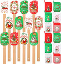 Zhehao 24 Pcs Christmas Silicone Spatulas Pot Holders Set - Heat Resistant Pot Holders with Pocket - Baking Gifts for Party Supplies (Cute Christmas Style)