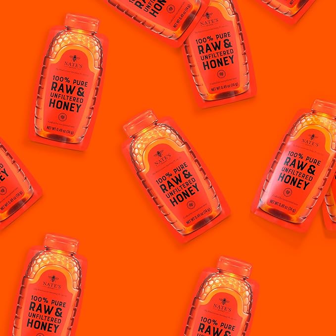 Nate's Bulk 400ct Honey Minis - Single-Serve 100% Pure, Raw & Unfiltered Honey – 0.49oz Packets, 400ct box