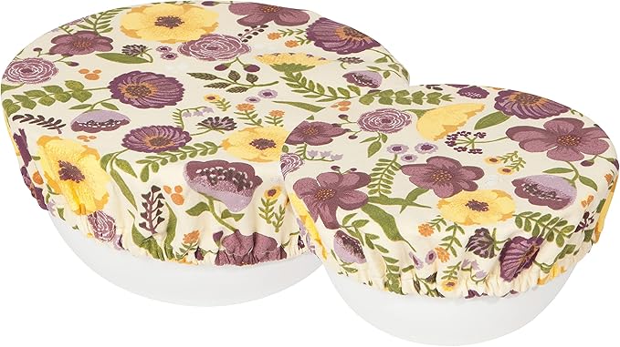 Now Designs Adeline Save It Reusable Cotton Bowl Covers 7.5 and 9.25 inch, Set of 2