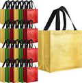 Eccliy Reusable Gift Bags Set Glossy Grocery Gift Tote Bag with Handle for Wedding, Bridal Shower, 4th of July, Summer Event(12 x 11 x 4.7 Inch,Red, Gold, Green,80 Pcs)