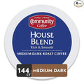 Community Coffee House Blend 144 Count Coffee Pods, Medium Dark Roast, Compatible with Keurig 2.0 K-Cup Brewers, 36 Count (Pack of 4)