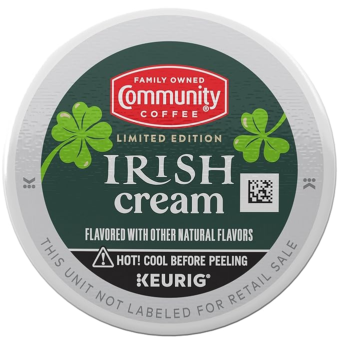 Community Coffee Irish Cream Flavored Coffee Pods, 10 count, Medium Roast Compatible with Keurig 2.0 K-Cup Brewers, 10 Count (Pack of 2)