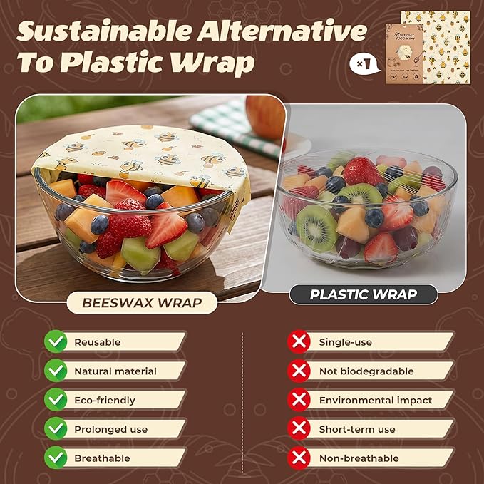 Beeswax Bread Bags for Sourdough and Homemade Bread - 2 Pack XL Cotton Storage Bags with Zipper & Buckle Double Seal - Includes 13x13.9" Beeswax Wrap for Bowl Cover - Reusable Produce Veggie Bag