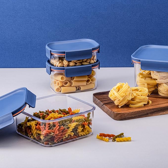 LocknLock Tritan Plastic Bisfree Modular Plus Food Storage Container Set,14 set (7 containers & 7 Lids)- Navy