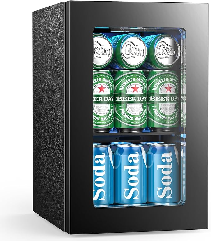 Electactic Mini Fridge 24 Can Beverage Cooler Refrigerator, 0.6 CUFT Freestanding Small Drink Fridge for Bedroom, Home Kitchen Bar, LED Touch Control Adjustable 40℉-61 ℉ Temperature