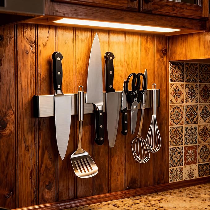 Magnetic Knife Strips, Magnetic Knife Holder for Wall 10.5 Inch, Stainless Steel Magnetic Strip Use as Knife Bar, Knife Holder for Kitchen Utensil Organizer