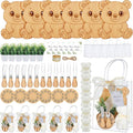 Honeydak 49 Pcs Bear Baby Shower Prizes for Game Players 6 Sets Bear Shaped Bamboo Cheese Board Fork Knives Coasters Towel Potted Plant Thanks Card Gift Bag for Baby Bridal Shower Wedding Favors