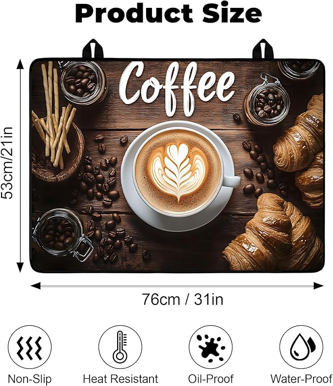 Stove Top Cover- Mat for Electric Stove Protector with Anti-Slip Rubber Coating Dish Drying Mats Scratch-Resistant (coffee, 30" x 21")