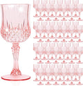 48 Pack Light Pink Plastic Wine Glasses, Vintage Plastic Goblets for Parties, Drinking Glasses Unbreakable Glassware Crystal Water Goblets Reusable Drinkware for Wedding Reception Grand Event Party