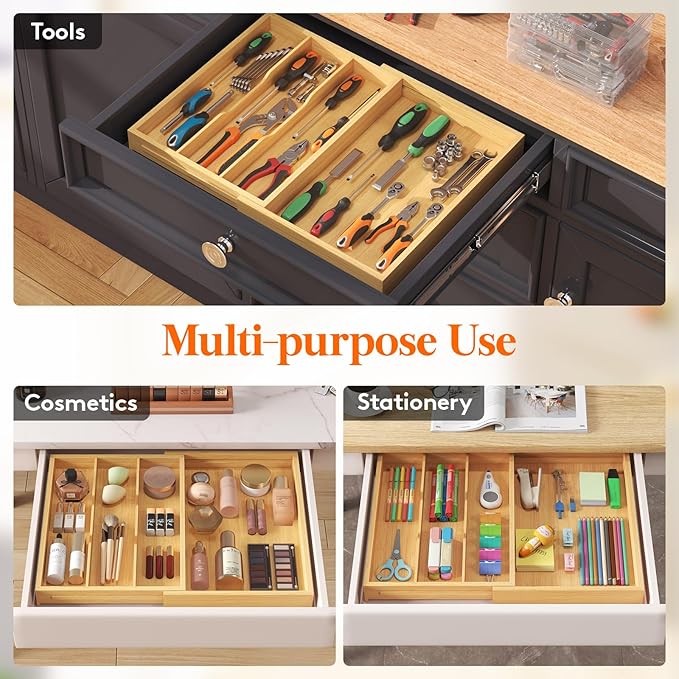 Lifewit Utensil Organizer for Kitchen Drawer Utensil Drawer Organizer
