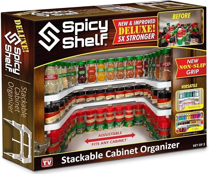 Spicy Shelf 3.0 - Expandable 2 Tiered Spice Rack Organizer for Cabinet & Pantry - Kitchen Seasoning Organizer - Cabinet Spice Racks for Inside Cabinets (Spicy Shelf Premium) - Home Organization