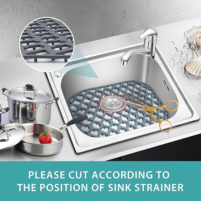 SAMSIER Silicone Sink Protectors Mats (13x11 & 14x12 & 16x12 & 18x16 & 19x14 & 21x16 & 22x13 & 25x16 & 26x14 & 28x14 & 30x16) for Bottom of Kitchen Sink (14”x12”, 2 Packs)