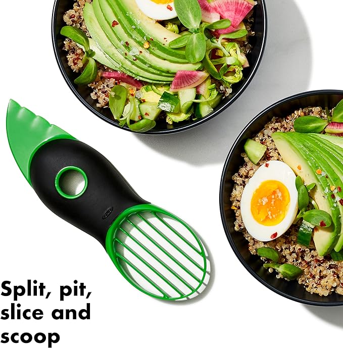 OXO Good Grips Stainless Steel Pineapple Corer & Slicer + OXO Good Grips 3-in-1 Avocado Slicer - Green