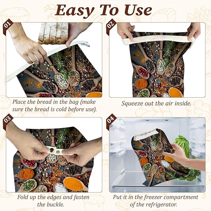 Bread Bags for Homemade Bread- Colourful Various Herbs 2 Pack Linen and Beeswax Sourdough Storage Bags, Reusable Keeper, Keeps Breads Fresh Longer, Gifts for Bakers