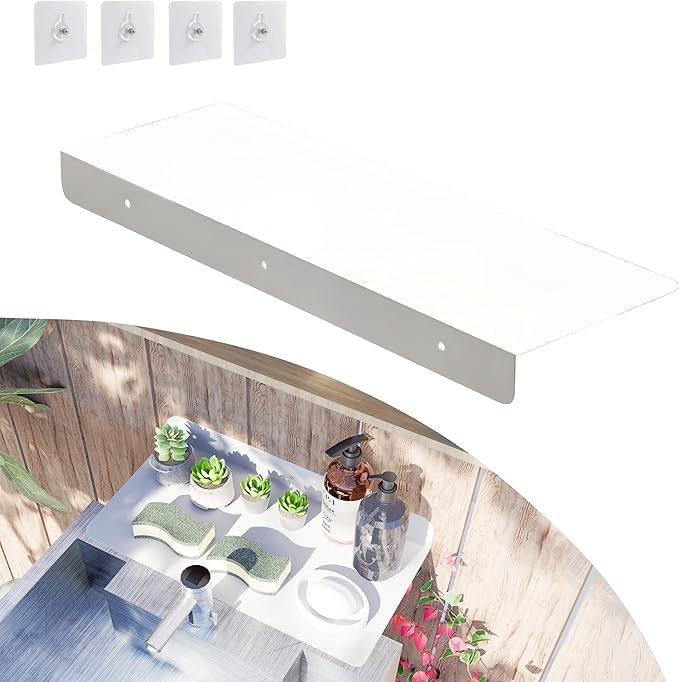 Metal Kitchen Refrigerator Gap Partition Countertop Gap Extension Board, Refrigerator Side Partition, Gap Covers Between Countertop And Walls, No Drill (White, 15.75 * 7.87nch)