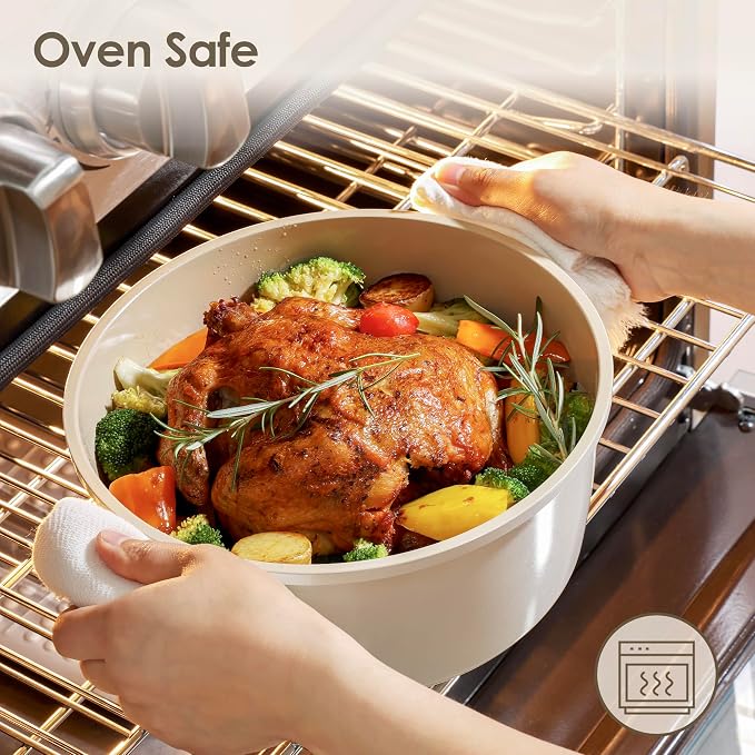 SENSARTE Ceramic Cookware Set 14Pcs, Nonstick Pots and Pans Set, Healthy Non Toxic Induction Cooking Set, Stackable Cookware with Kitchen Utensils, Pot Protectors, PFAS/PTFE Free