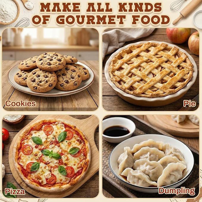 Chengu Wooden Cookie Rolling Pin 1/4-in. Fixed Depth Rolling Pins for Baking Hardwood Dough Roller Cake Supplies for Mothers Day Cookie Cutters Pie Chapati Fondant Gifts Holiday Party Wedding