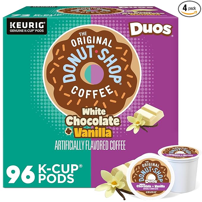The Original Donut Shop Duos White Chocolate + Vanilla, Keurig Single Serve K-Cup pods, 96 Count
