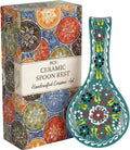 BCS Ceramic Spoon Rest, Large 9” Hand Painted Spoon Holder for Stove Top & Kitchen Counter, Dishwasher Safe & Heat Resistant Utensil Holder, Floral Kitchen Decor, Handmade Pottery