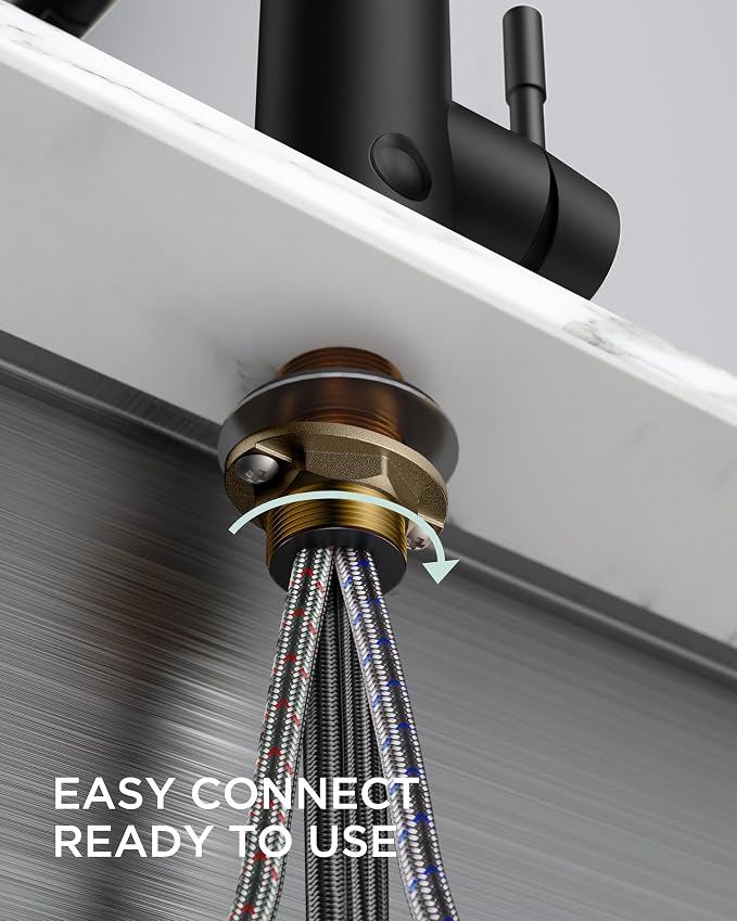 FORIOUS Touchless Kitchen Faucet Black, Smart Motion Sensor Spring Sink Faucet with Pull Down Sprayer Commercial Contemporary Hands-Free for Pot Filler, Farmhouse Camper Laundry Camper