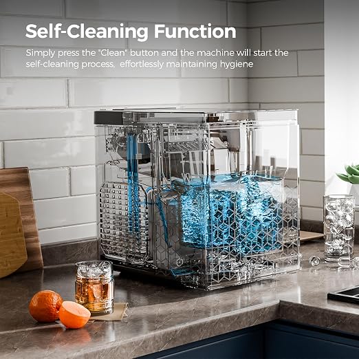 Electactic Countertop Ice Maker, 26Lbs/Day, Compact Small Ice Maker with Auto-Cleaning,Perfect for RV/Home/Kitchen, Black